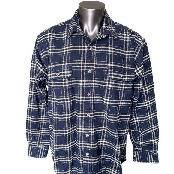 Field and Stream Flannel Shirt Heavy Plaid Button Up SizeXXL Tall Blue White u